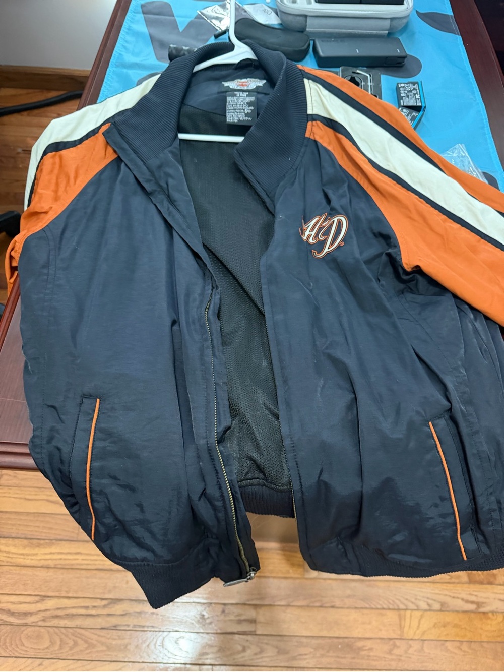 Harley-Davidson Navy, Orange & Cream Racing-Style Bomber Jacket